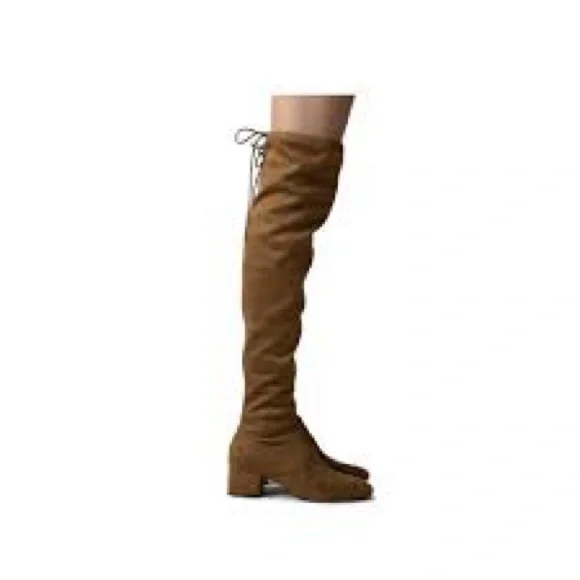 Brown Over the Knee Boots with Chunky Heel - Picture 2 of 3
